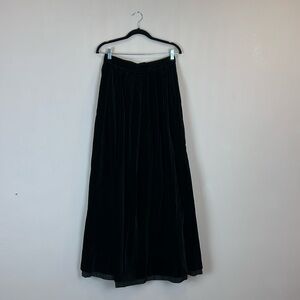 Laura Ashley black pleated velvet maxi skirt size 12